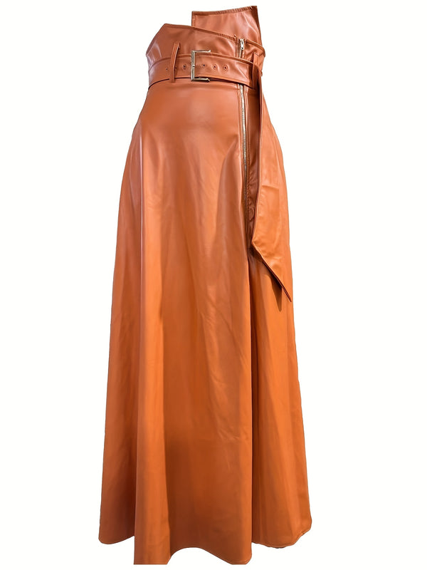 Miss Ellie -High-Waisted PU Leather Skirt