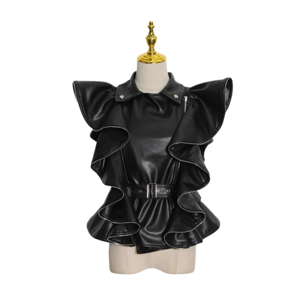 MISS BEAT IT- Leather Ruffle Vest -SALE!