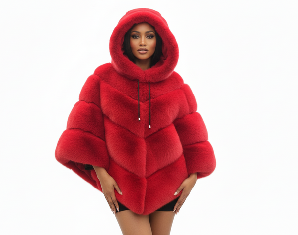 Miss Delta Fierce- Fox Fur Large Poncho