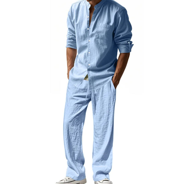 Worthy Bros Linen Casual Two-Piece Shirt & Trouser Set