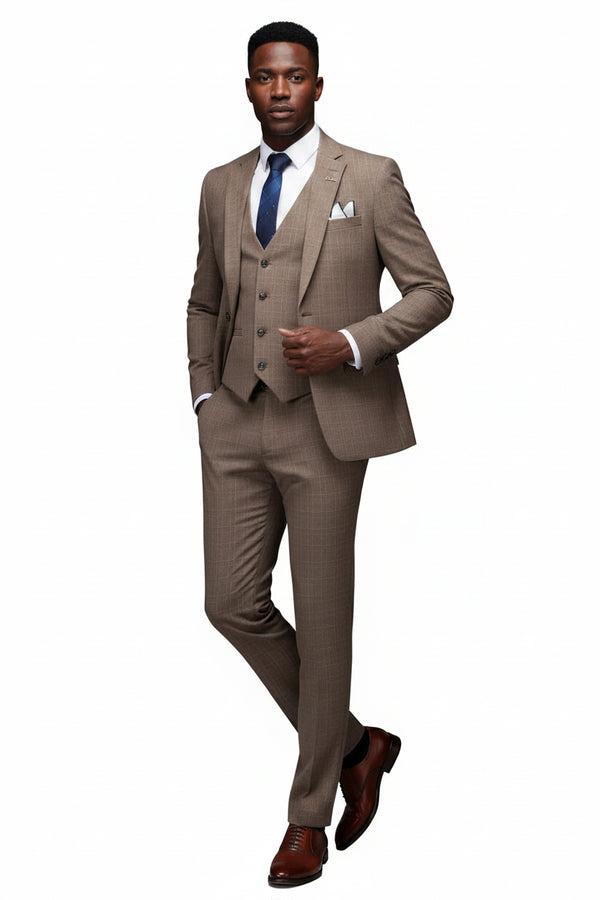 Worthy Bros 3-Piece Plaid Suit Set — Jacket, Vest & Pants