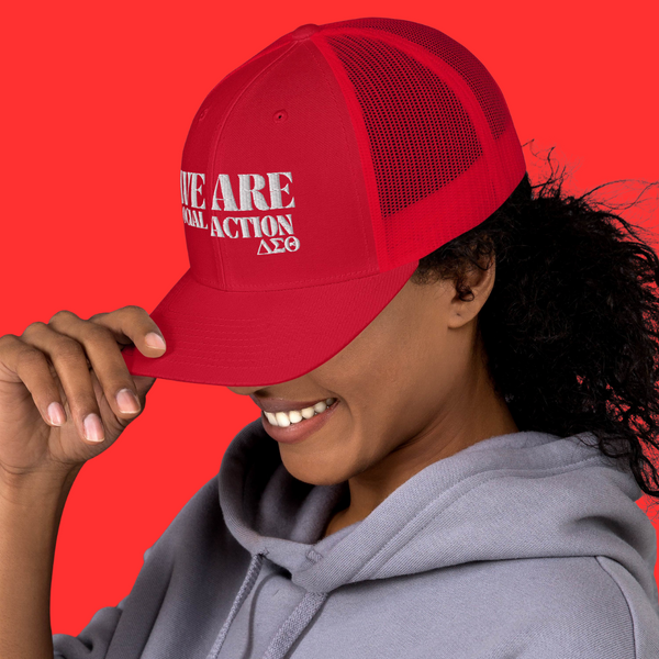 𝚫𝚺𝚯 - WE ARESOCIAL ACTION- Women's Embroidered Trucker Cap
