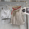 DEAT 2026 Early Autumn New Niche Casual Halter Strapless Top Double Belt High Waist A-line Pleated Skirt For Women 11B1532