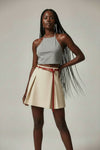 DEAT 2026 Early Autumn New Niche Casual Halter Strapless Top Double Belt High Waist A-line Pleated Skirt For Women 11B1532