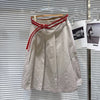 DEAT 2026 Early Autumn New Niche Casual Halter Strapless Top Double Belt High Waist A-line Pleated Skirt For Women 11B1532
