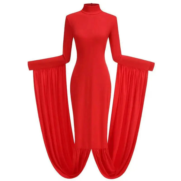 Afterglow - Stand-Collar Long-Sleeve Dress