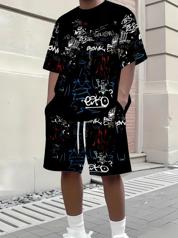 Worthy Bros 3D Print Short Sleeve & Shorts Set