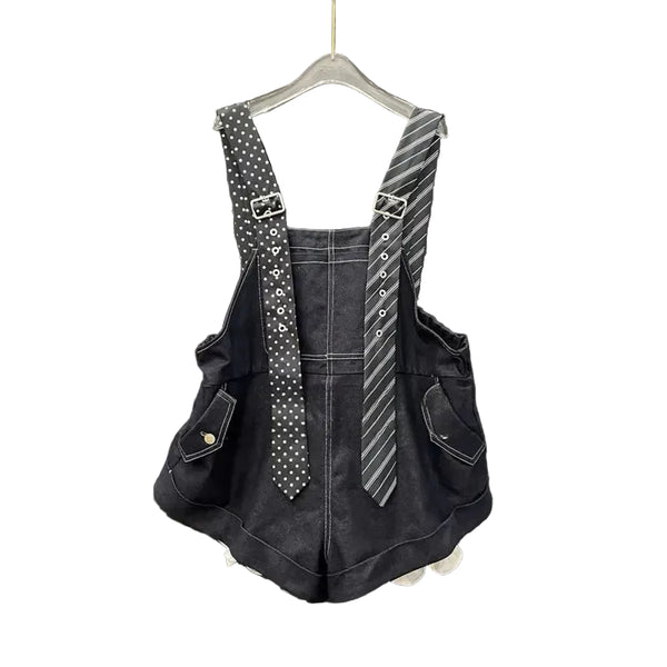 Miss Tie the Look - Wide-Leg Suspender Shorts