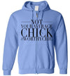 NOT YOUR AVERAGE CHICK ZIP-UP HOODIE -Zip-Up Hoodie - Worthy Chic