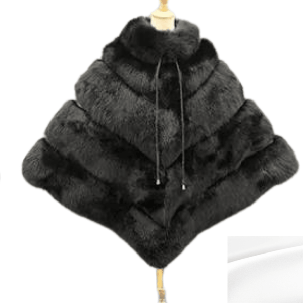 Blac Beauty- Fox Fur Poncho - Worthy Chic