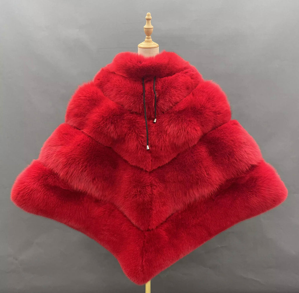 Miss Delta Fierce  - Fox Fur Large Poncho