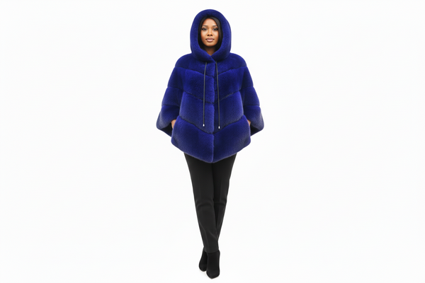 ZBlue- Fox Fur Poncho