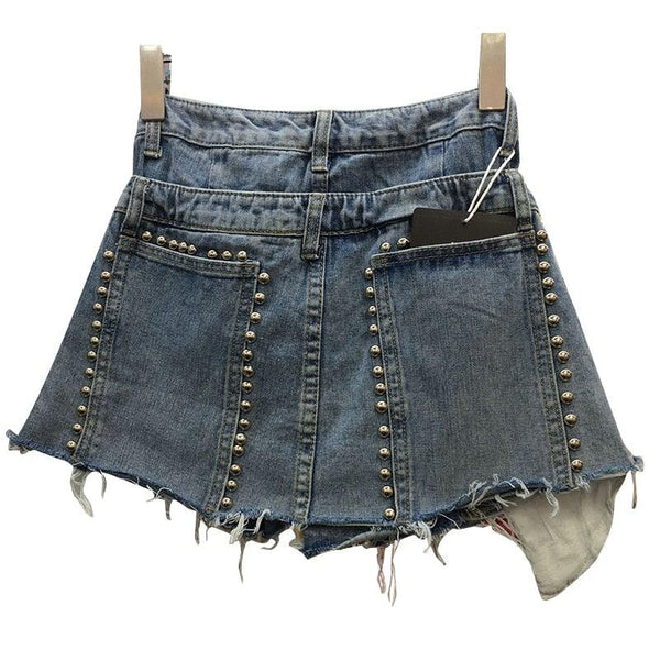 Miss Duce - Denim Rivet Casual Shorts- SALE - Worthy Chic