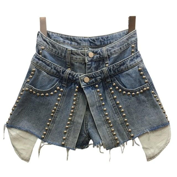 Miss Duce - Denim Rivet Casual Shorts- SALE - Worthy Chic