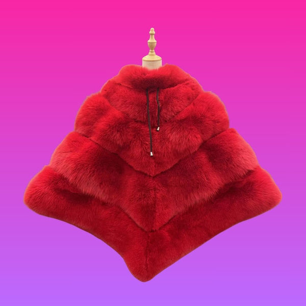 Miss Delta Fierce- Fox Fur Large Poncho