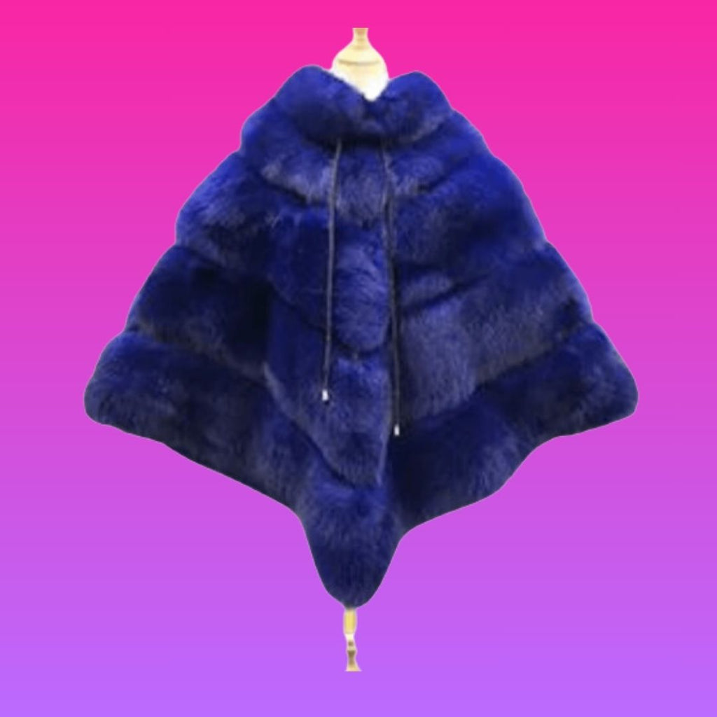 ZBlue- Fox Fur Poncho