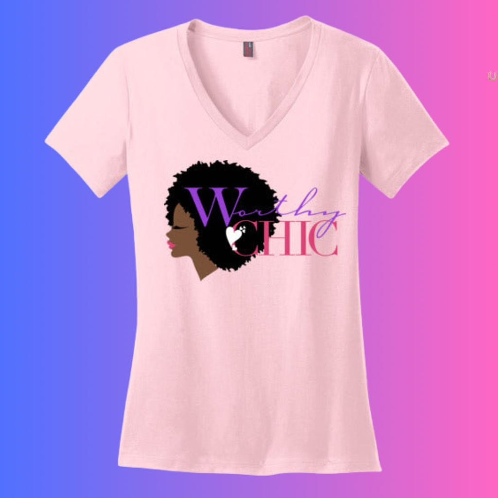 V-Neck Fitted Tee - Classic Chic logo tee