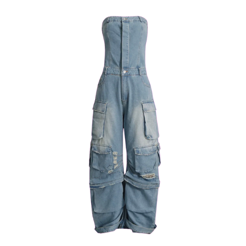 Miss Bounce Back -WC Denim Jumpsuit