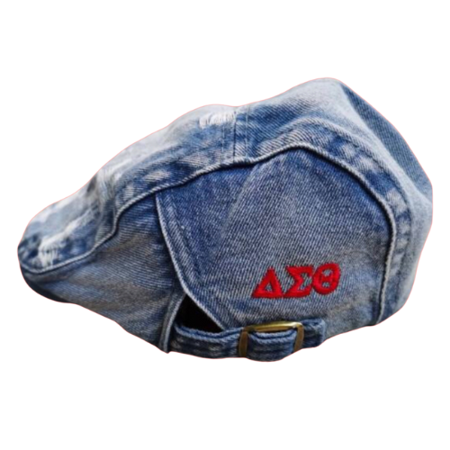 𝚫𝚺𝚯 - Distressed Denim Embroidered Cap -$19 SALE!