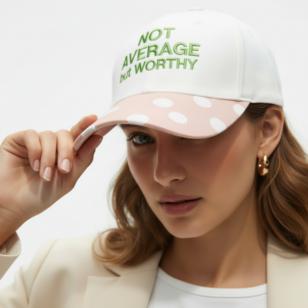 Not Average BUT WORTHY -Polka Dot Snap Back Hat