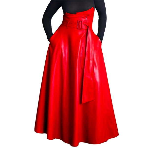 Miss Ellie -High-Waisted PU Leather Skirt