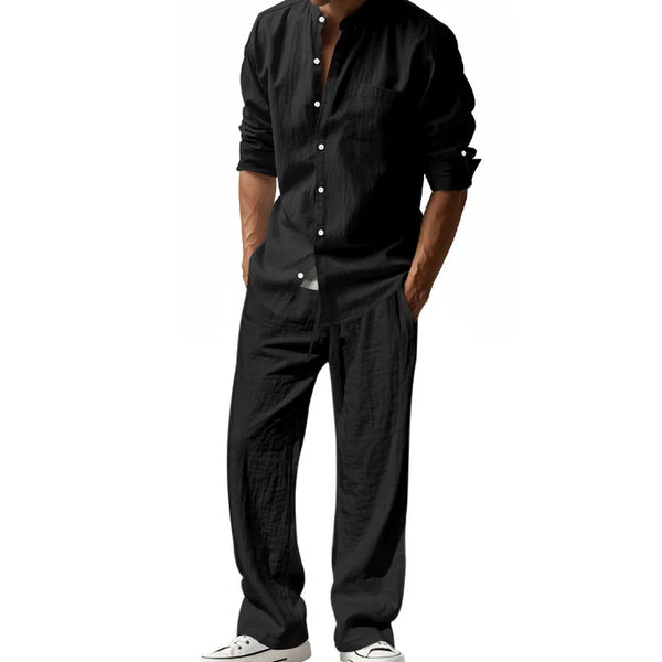 Worthy Bros Linen Casual Two-Piece Shirt & Trouser Set