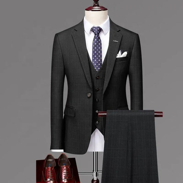 Worthy Bros 3-Piece Plaid Suit Set — Jacket, Vest & Pants
