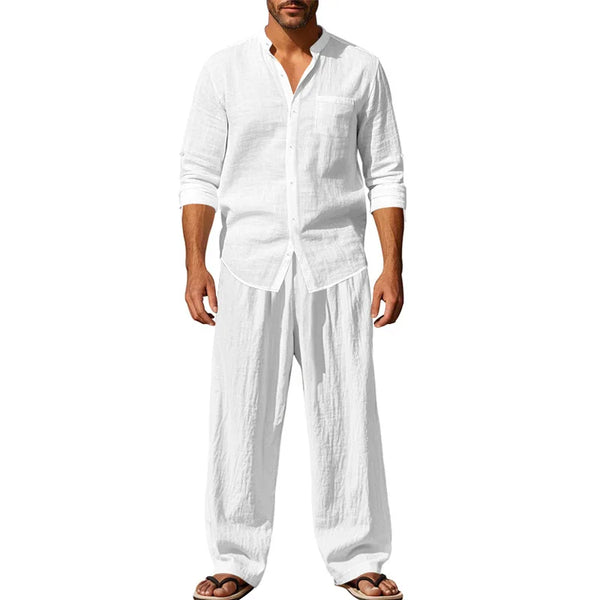 Worthy Bros Linen Casual Two-Piece Shirt & Trouser Set