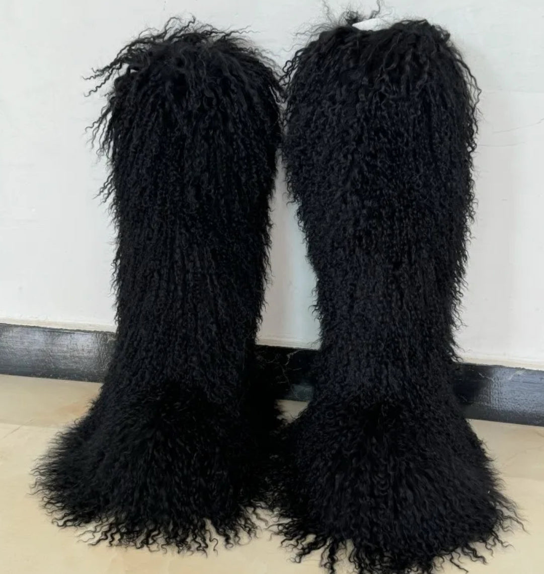 Miss Me Bad - Women Black Real Mogolian Fur Boots