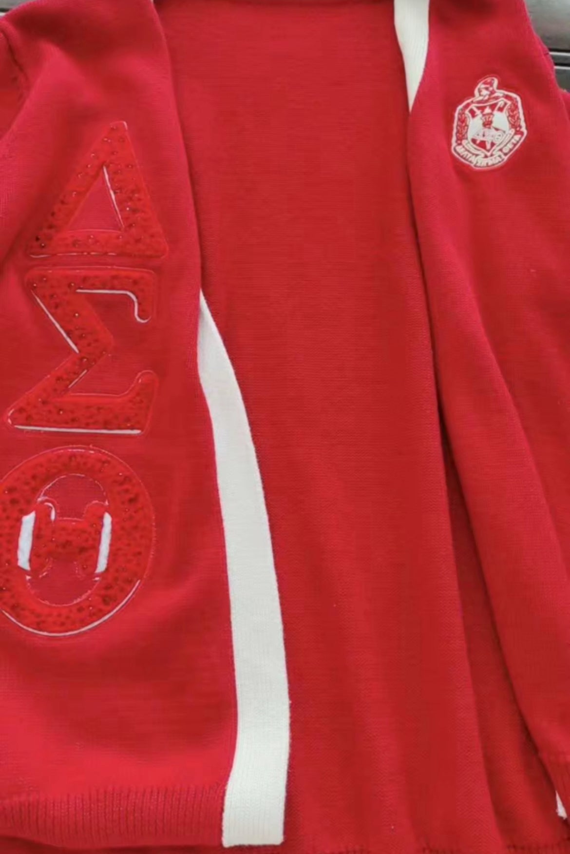 PRE-ORDER -Δ𝚺𝚯 - Delta Sigma Theta Sorority - Chenille Embroidered  Cardigan Sweater