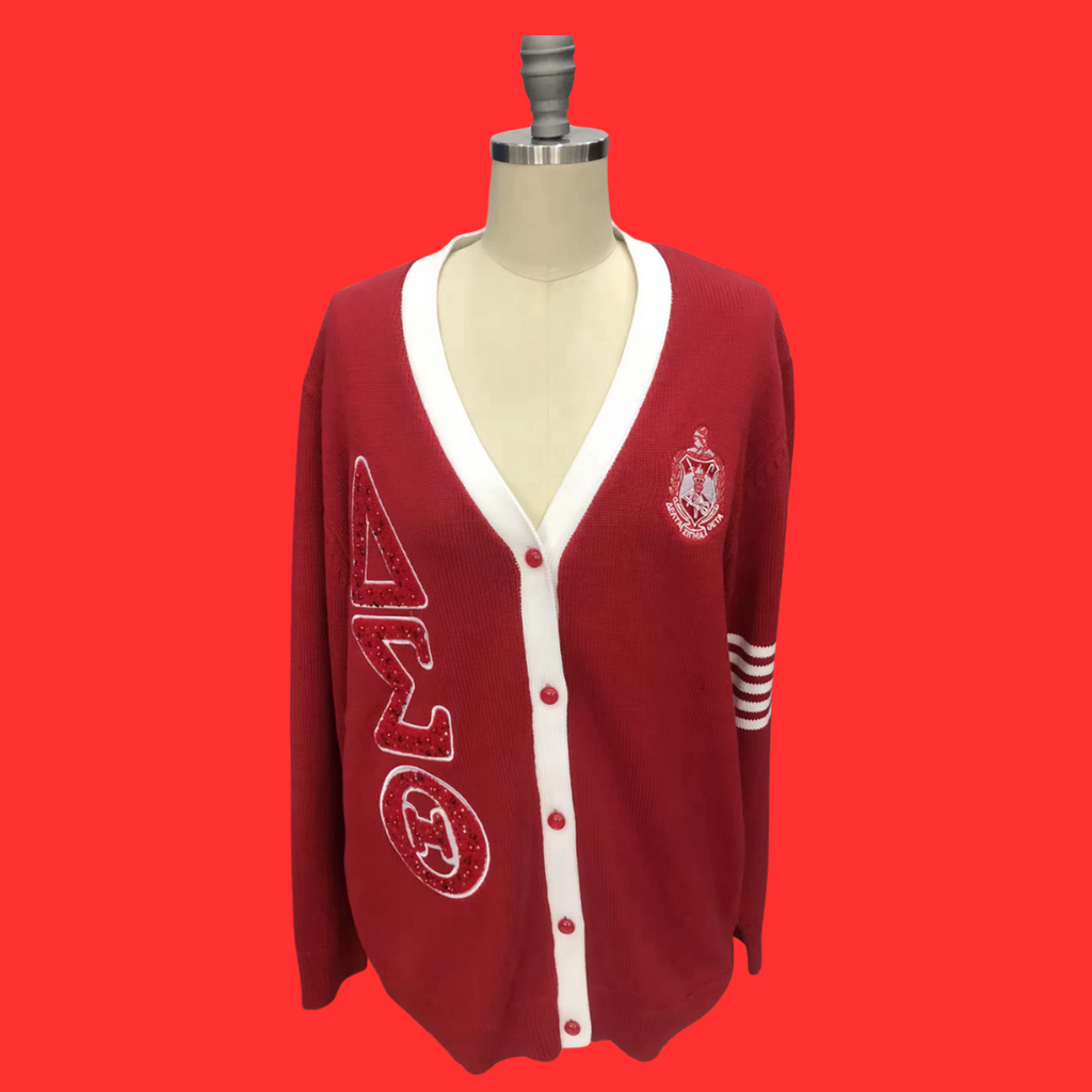 PRE-ORDER -Δ𝚺𝚯 - Delta Sigma Theta Sorority - Chenille Embroidered  Cardigan Sweater