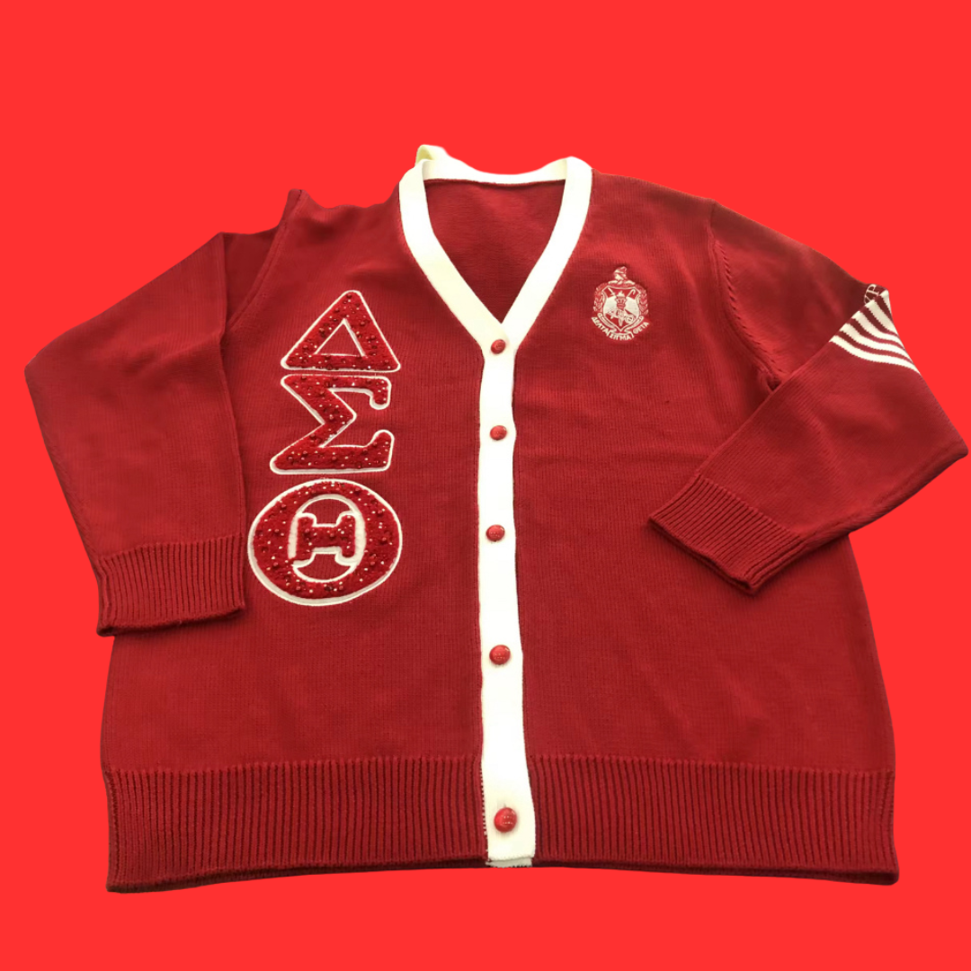 PRE-ORDER -Δ𝚺𝚯 - Delta Sigma Theta Sorority - Chenille Embroidered  Cardigan Sweater