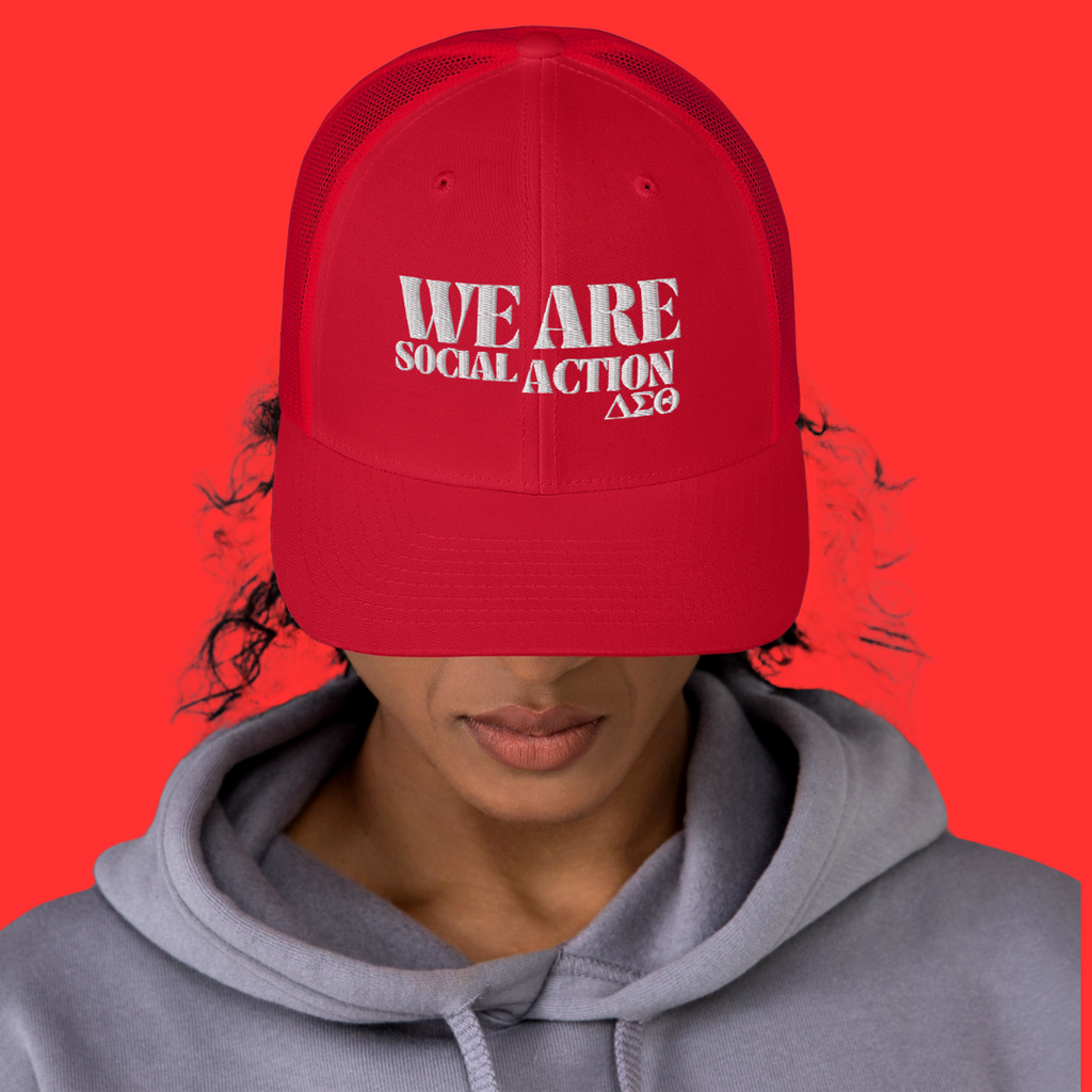 𝚫𝚺𝚯 - WE ARE  SOCIAL ACTION- Women's Embroidered Trucker Cap