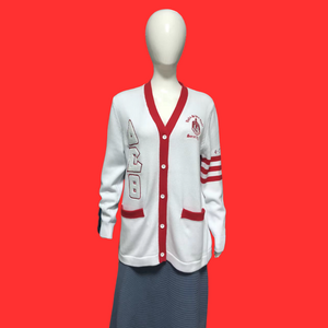 𝚫𝚺𝚯 -Delta Sigma Theta  Sorority- White Chenille Cardigan Sweater