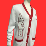 PRE- ORDER -𝚫𝚺𝚯 -Delta Sigma Theta  Sorority- White Chenille Cardigan Sweater