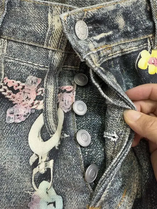 She Locked In -Color design Jeans