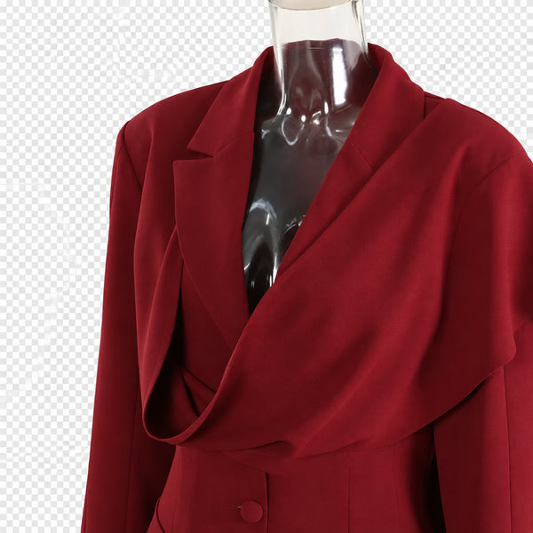Red Reign - Scarf Detail Blazer - FREE Shipping