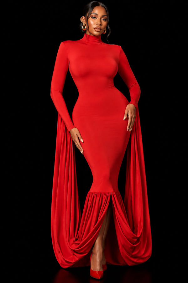 Afterglow - Stand-Collar Long-Sleeve Dress