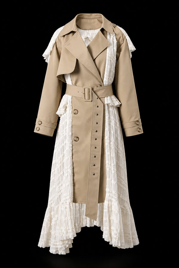 Open Story - Lace-Detail Trench Coat - FREE Shipping