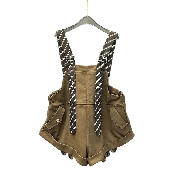 Miss Tie the Look - Wide-Leg Suspender Shorts