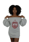𝚫𝚺Θ Sequin Gray-Off the Shoulder Sweatshirt -NEW Drop!