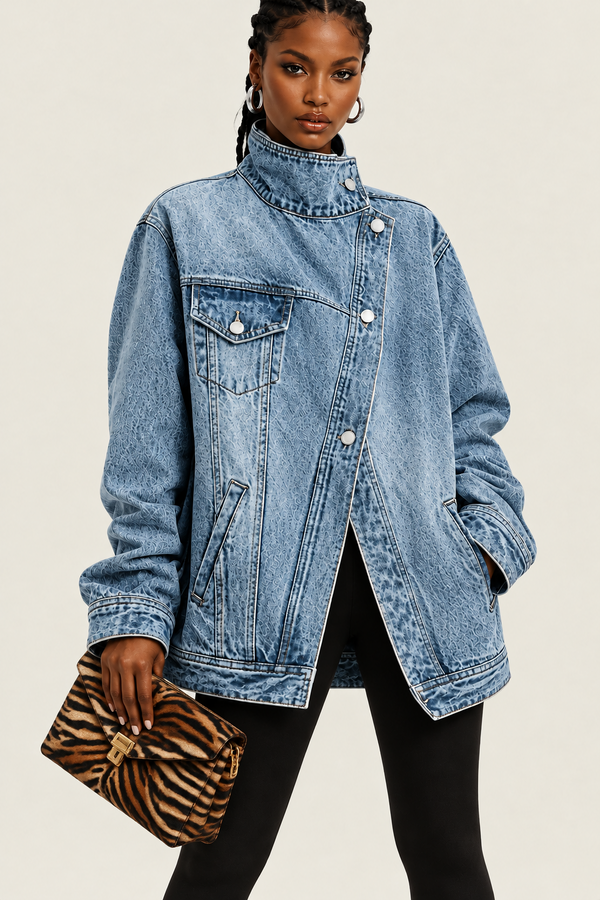 WORTHY CHIC WEDNESDAY- ITEM OF THE WEEK -he's a Keeper- Women's Asymmetrical Denim Jacket. FAST SHIPPING ITEM!