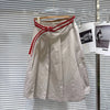 DEAT 2026 Early Autumn New Niche Casual Halter Strapless Top Double Belt High Waist A-line Pleated Skirt For Women 11B1532