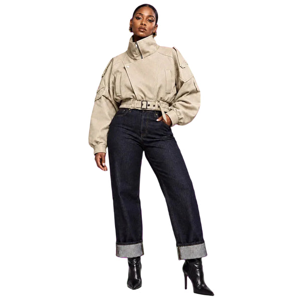 On Her Terms - Faux-Leather Moto Jacket