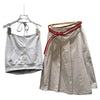 DEAT 2026 Early Autumn New Niche Casual Halter Strapless Top Double Belt High Waist A-line Pleated Skirt For Women 11B1532
