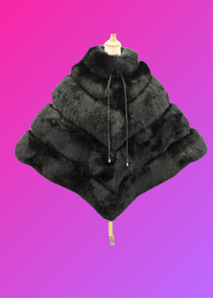 Blac Beauty- Fox Fur Poncho