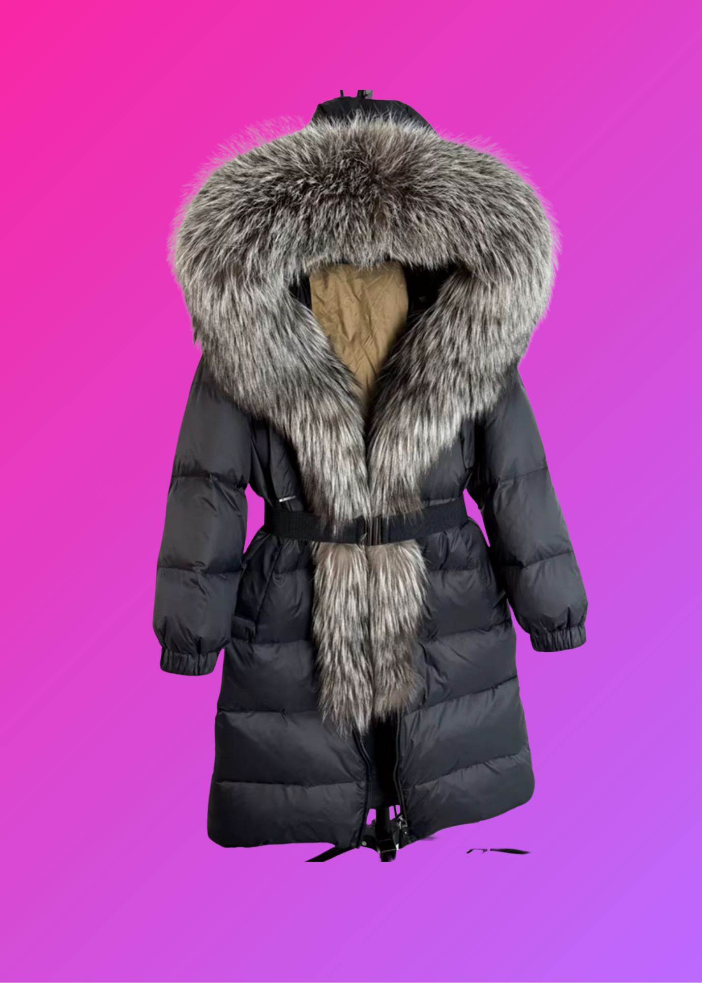 Big Burr Chic - Women Fur Parka Coat