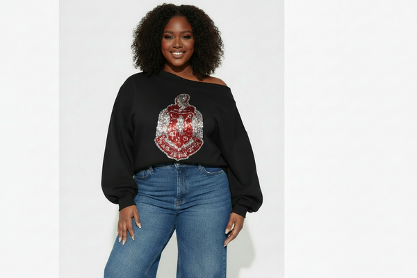 𝚫𝚺Θ Sequin -Off the Shoulder Sweatshirt