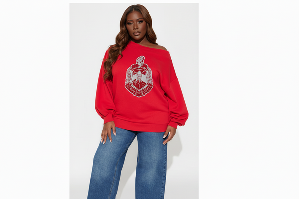 NEW DROP! 𝚫𝚺Θ Chenille -Off the Shoulder Sweatshirt