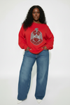 𝚫𝚺Θ Chenille -Off the Shoulder RED Sweatshirt
